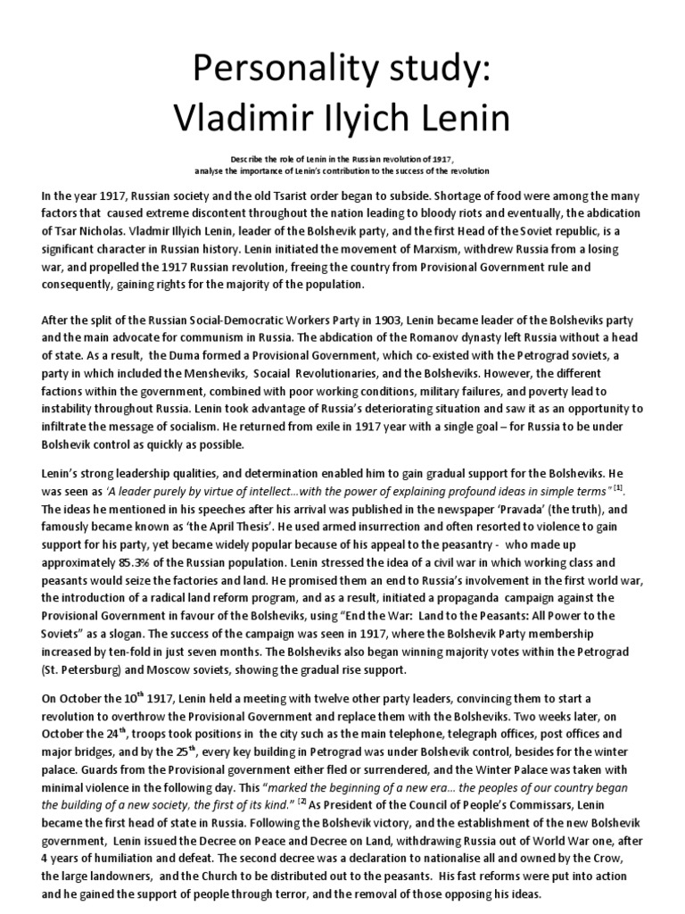 vladimir lenin essay