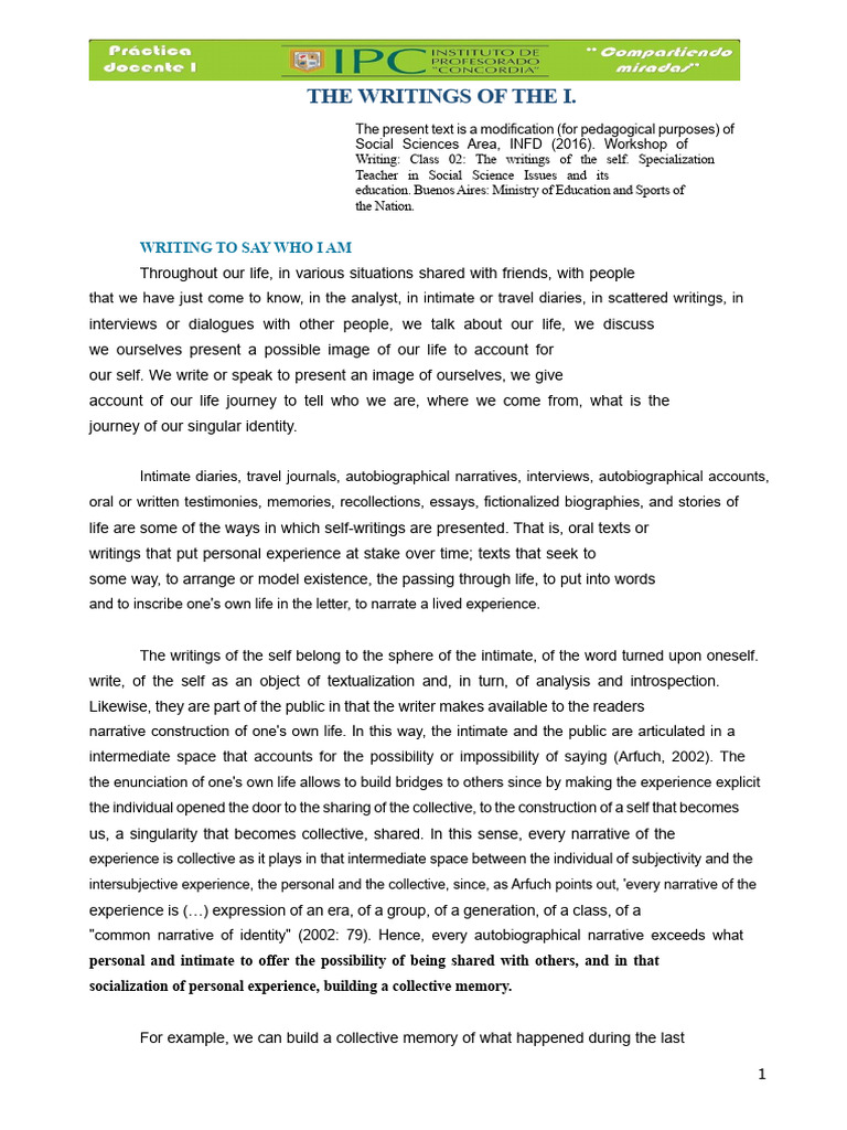 Exploring Self-Writing and Identity | PDF | Autobiographies | Narrative