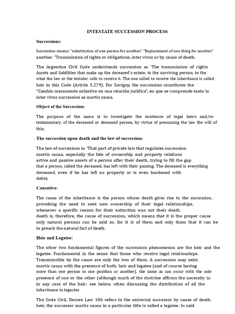Intestate Succession Process | PDF | Will And Testament | Inheritance