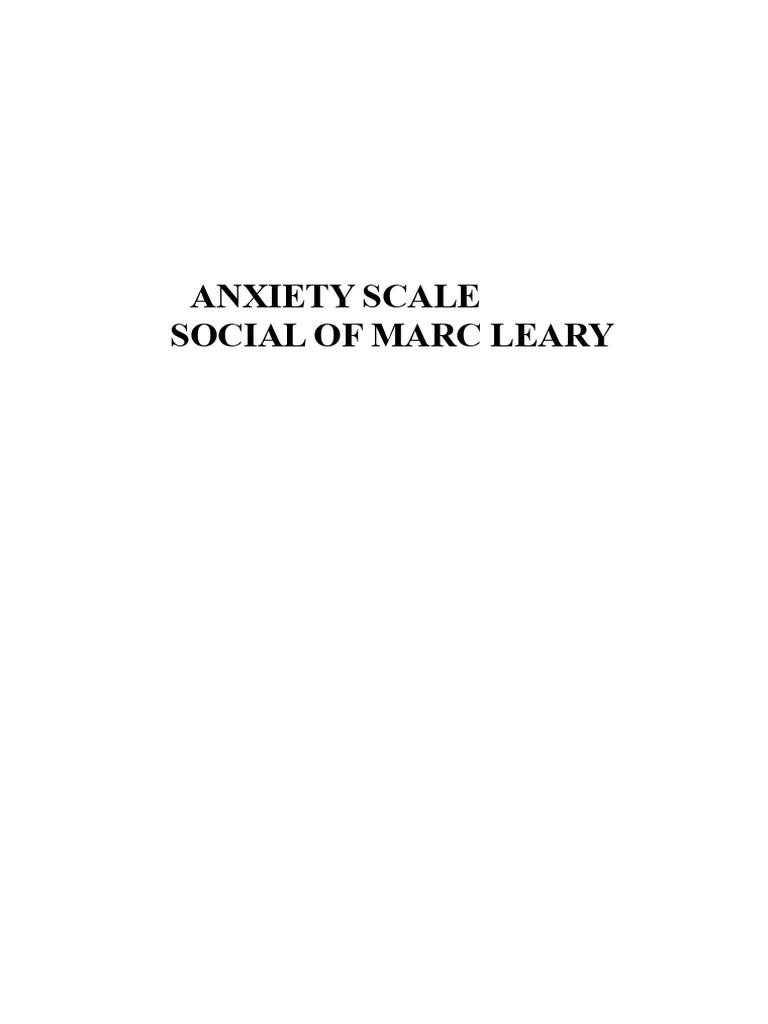 Marc's Social Anxiety Scale | PDF | Validity (Statistics) | Social Anxiety