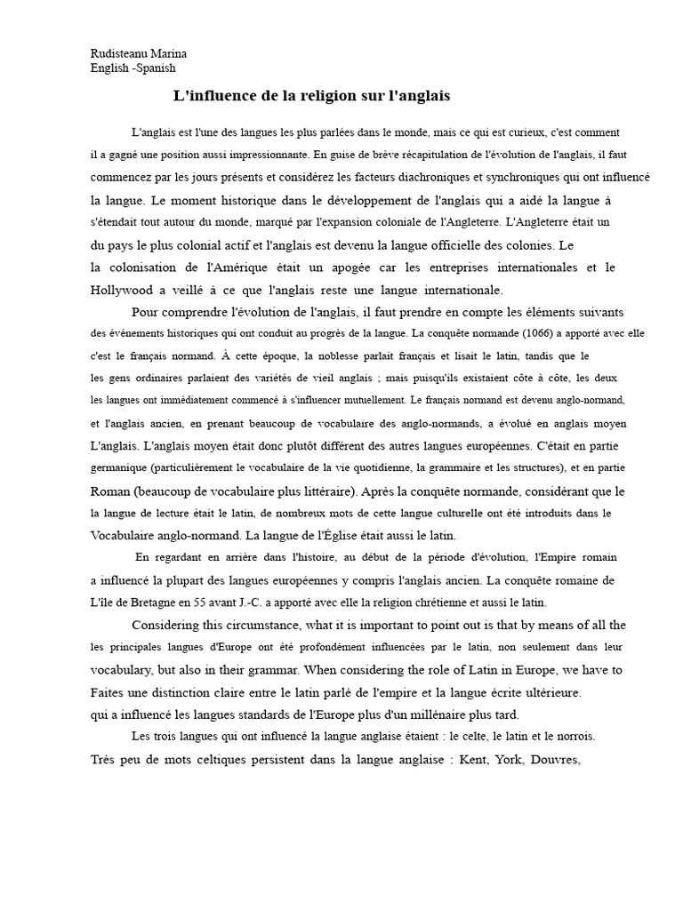 Influence de la religion sur l'anglais | PDF | Langue anglaise | Latin
