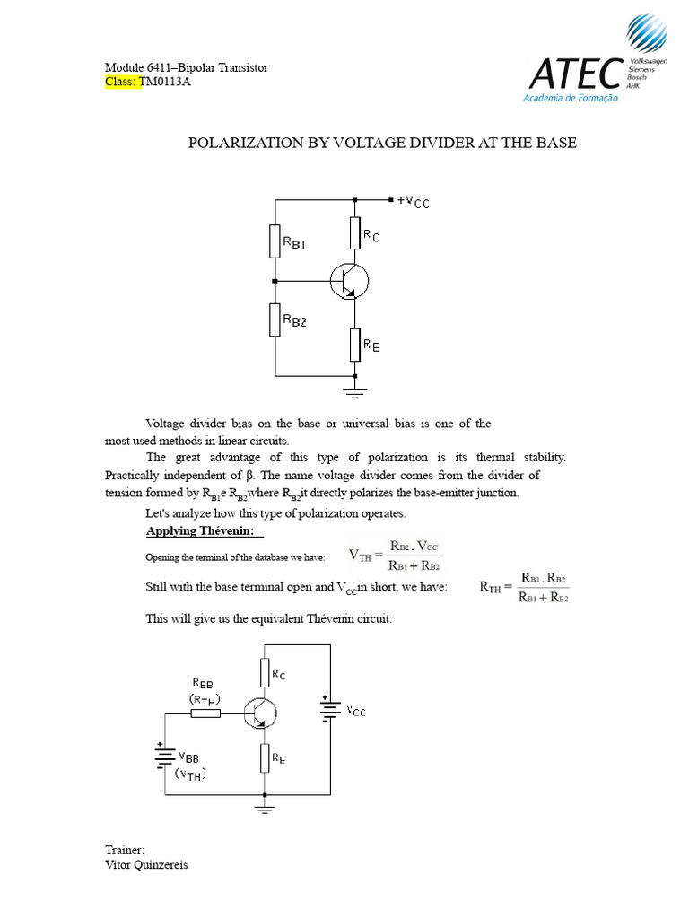 Voltage Divider Bias in Bipolar Transistors | PDF | Bipolar Junction ...