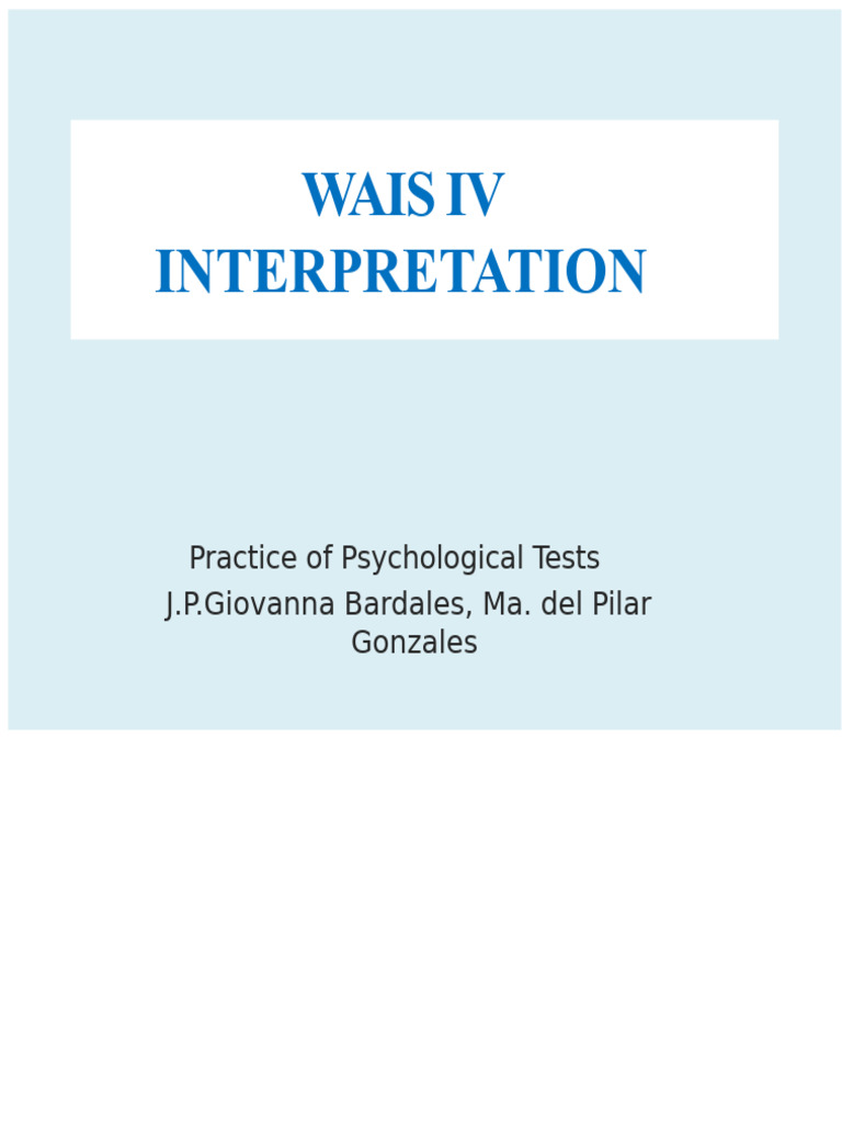 WAIS IV Score Interpretation Guide | PDF | Wechsler Adult Intelligence ...