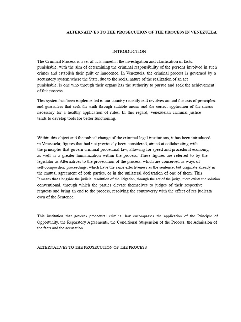 Venezuelan Criminal Process Alternatives | PDF | Crimes | Crime & Violence