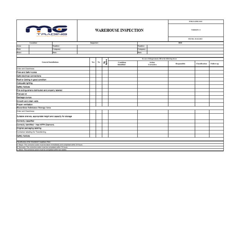 Warehouse Inspection Checklist Template | PDF | Warehouse | Dangerous Goods