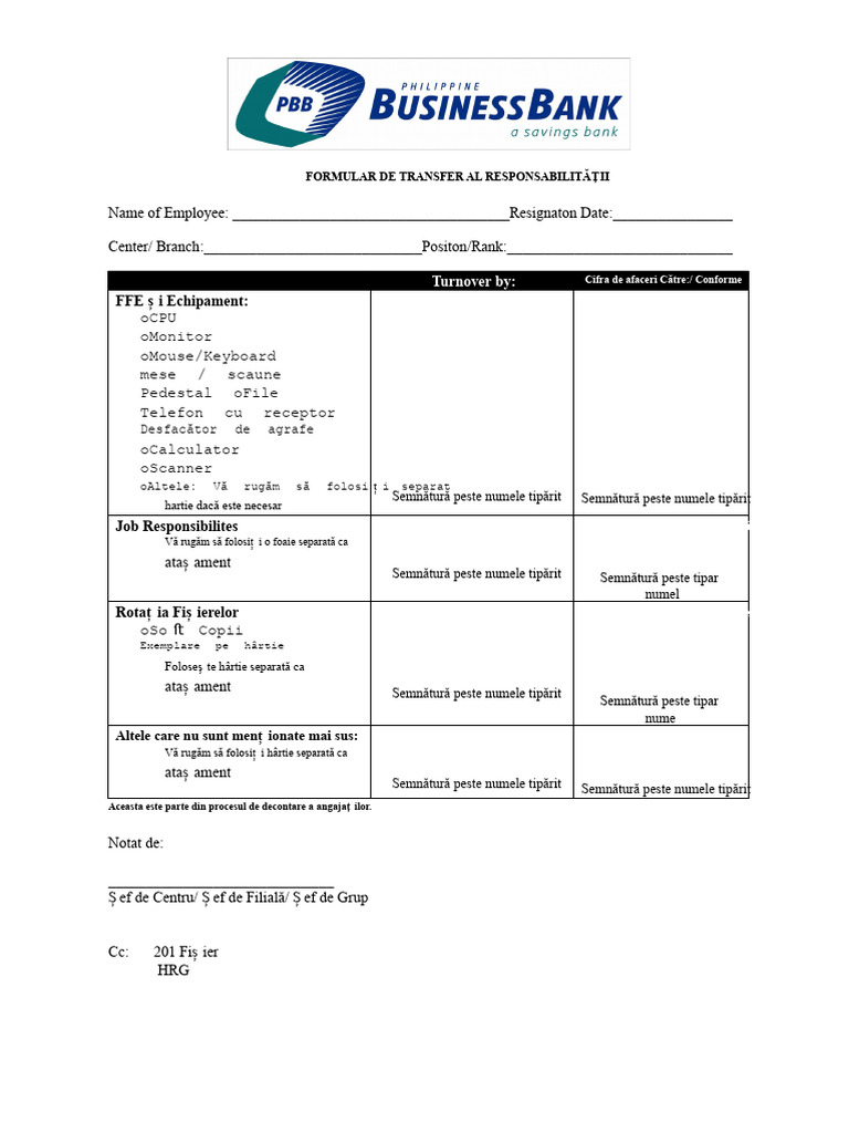 Formular de Transfer Al Responsabilității | PDF