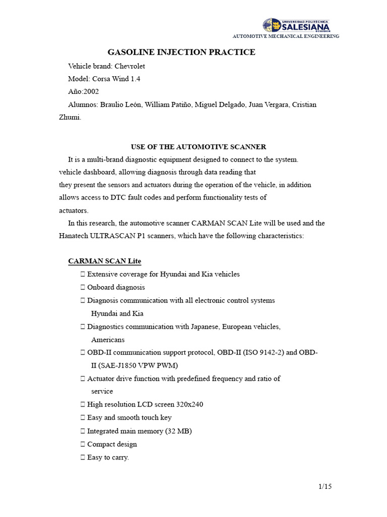 Automotive Scanner Use for Chevrolet Corsa | PDF | Fuel Injection | Engines