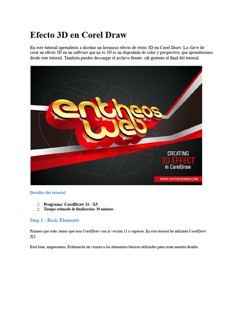 Efecto 3D en Corel Draw: Tutorial | PDF | Color | Perspectiva (Gráfica)