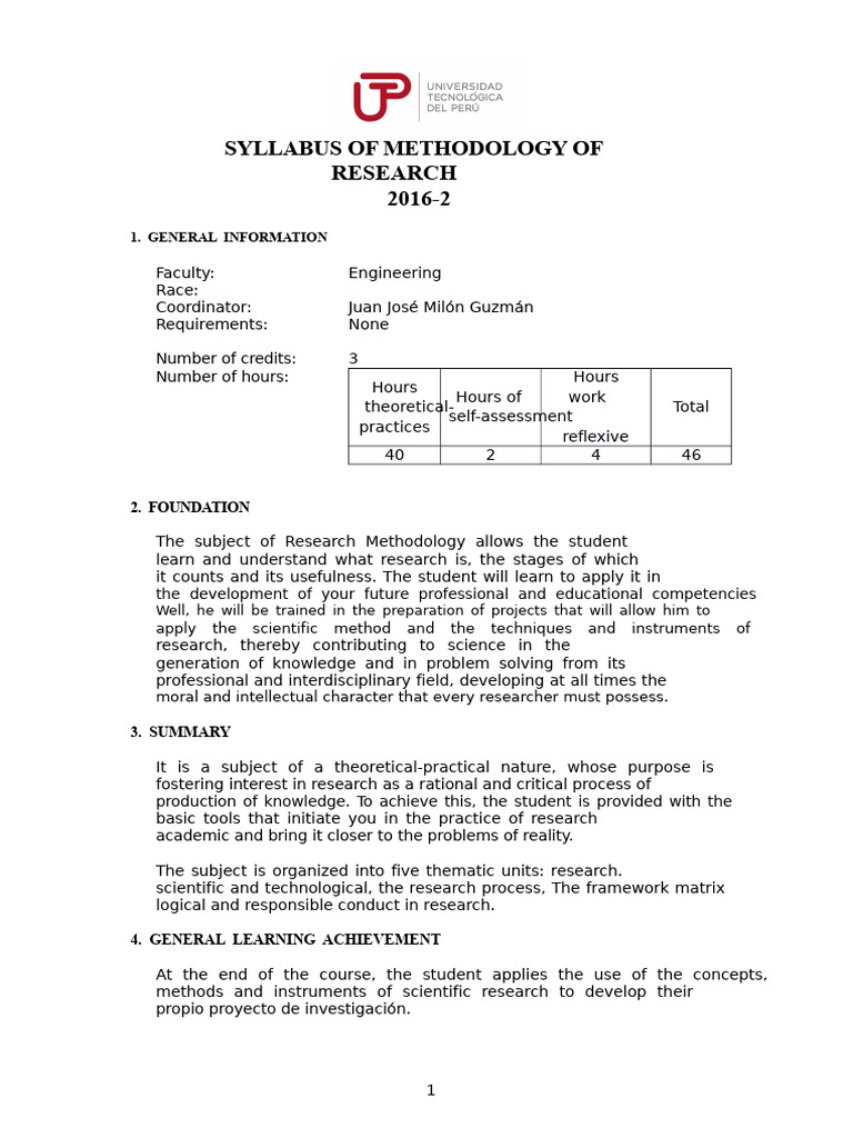Research Methodology Course Syllabus | PDF | Methodology | Scientific ...