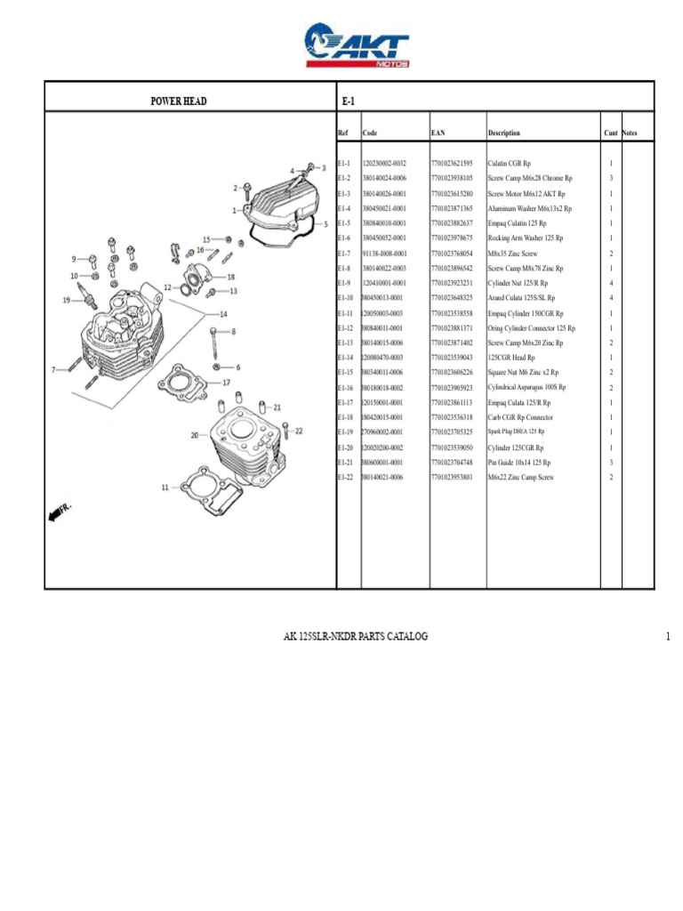 AK 125SLR-NKDR Parts Catalog | PDF | Clutch | Piston