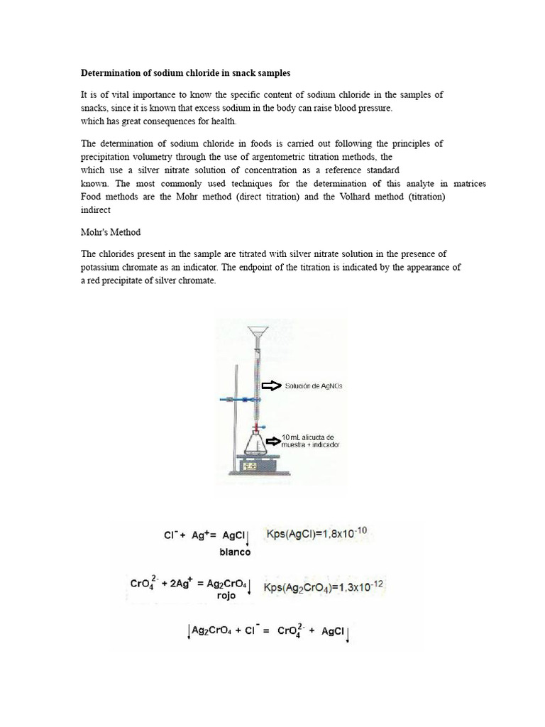 Determination of Sodium Chloride in Snack Samples | PDF