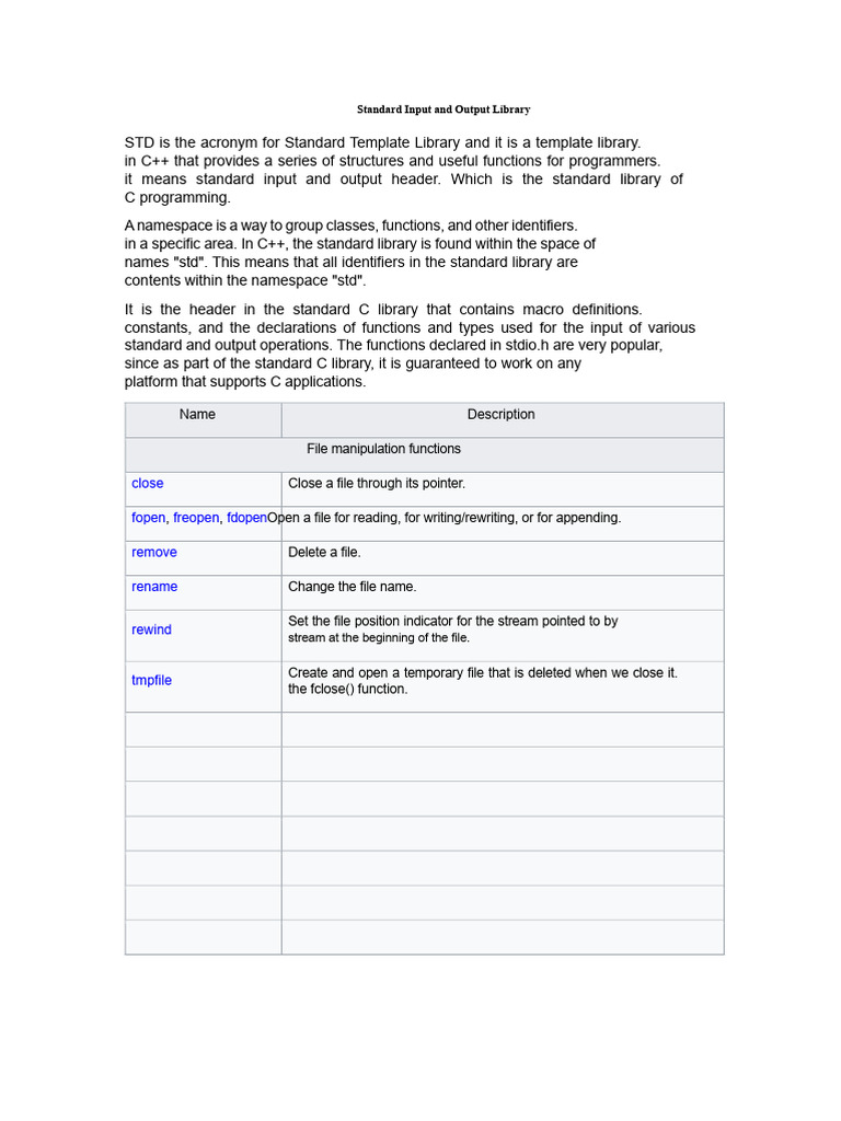 C++ Standard Input Output Library Guide | PDF | Pointer (Computer ...