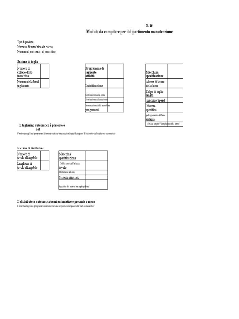 Programma Di Manutenzione | PDF
