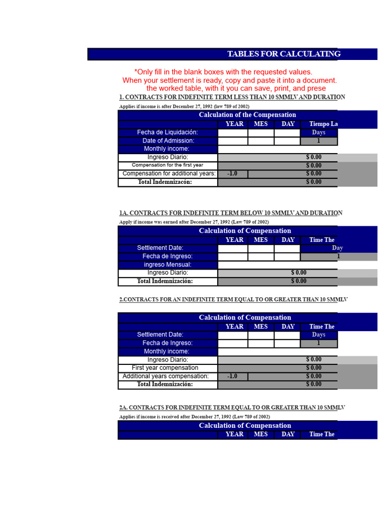Compensation Calculation Tables | PDF | Labor | Business