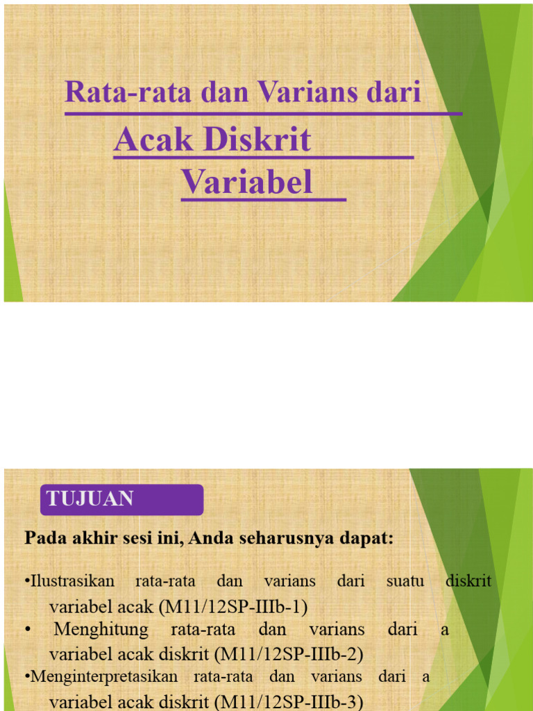 Rata-rata dan Varians Variabel Acak Diskrit | PDF