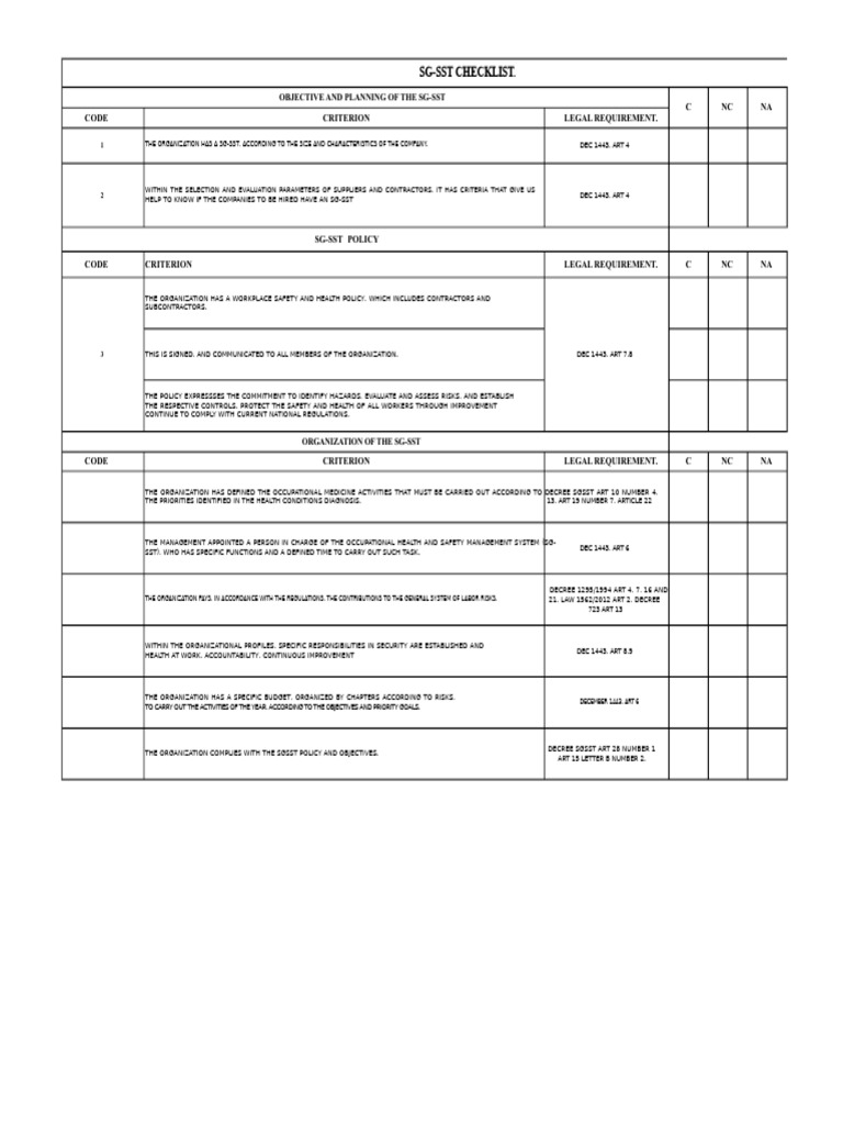 SG-SST Planning and Compliance Guide | PDF | Occupational Safety And ...