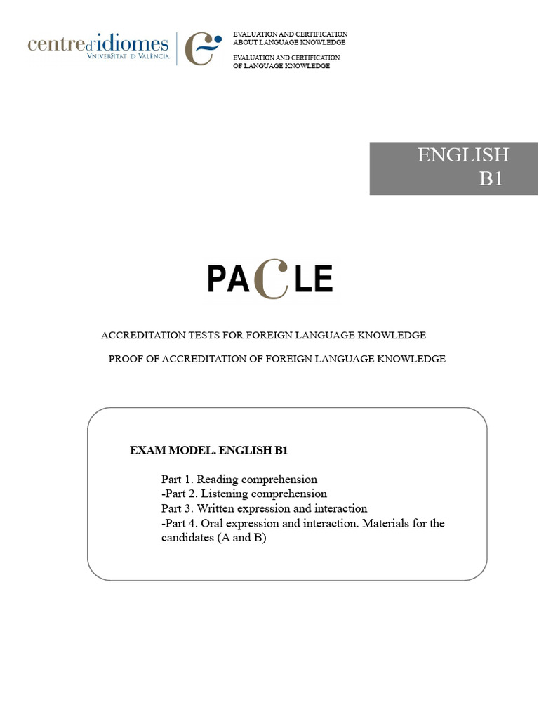 English B1 Language Knowledge Exam Guide | PDF | Reading Comprehension ...
