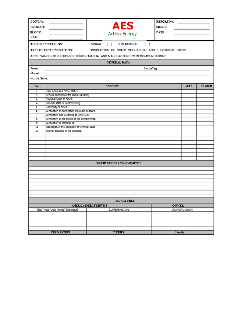 CCM Mechanical and Electrical Inspection | PDF