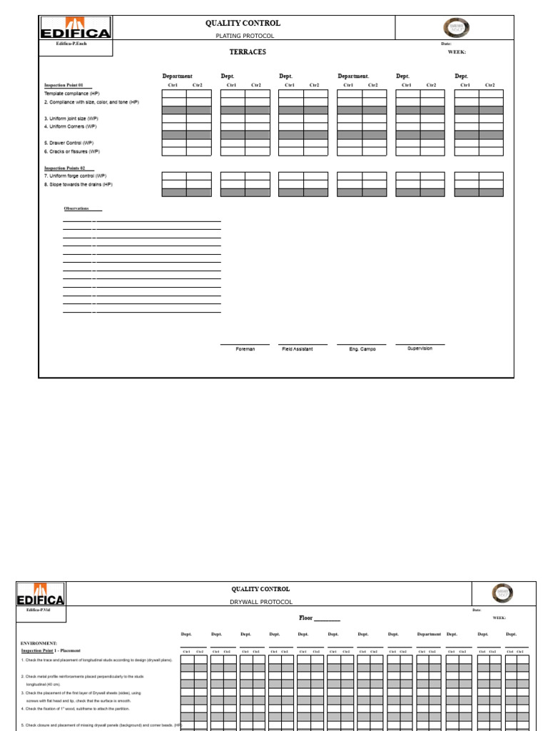 Quality Control Protocols Overview | PDF | Drywall | Door