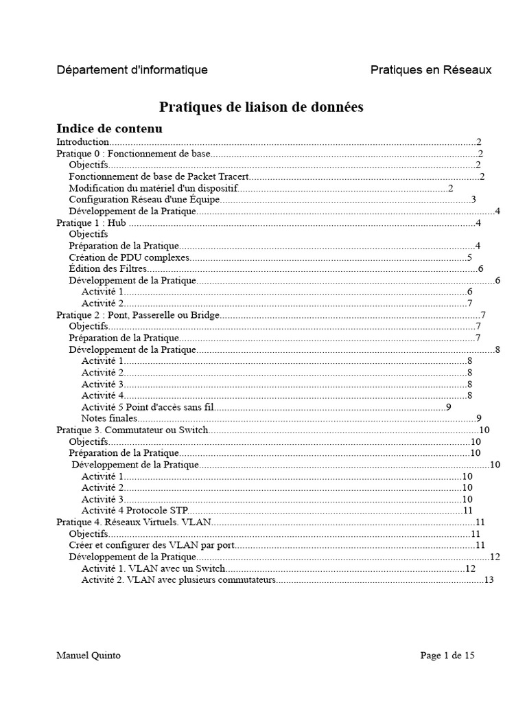 Pratiques de Réseaux avec Packet Tracer | PDF | Commutateur réseau ...