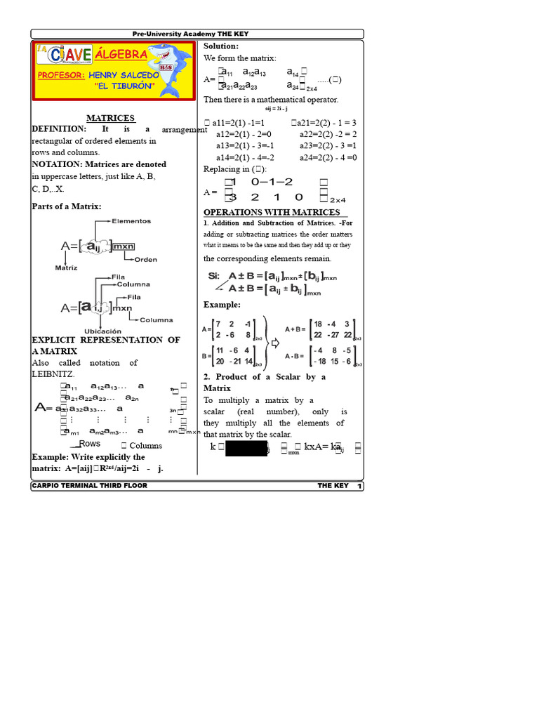 Understanding Matrix Operations and Types | PDF | Matrix (Mathematics ...