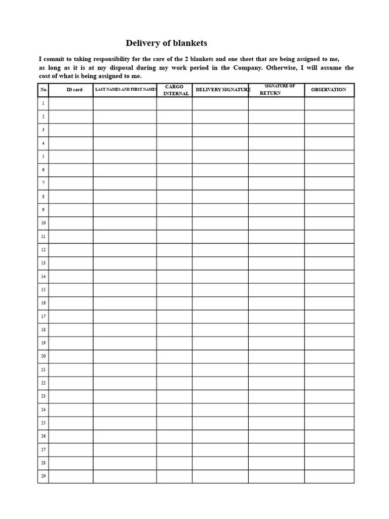 Blanket Delivery Acknowledgment Form | PDF | Government And Personhood ...