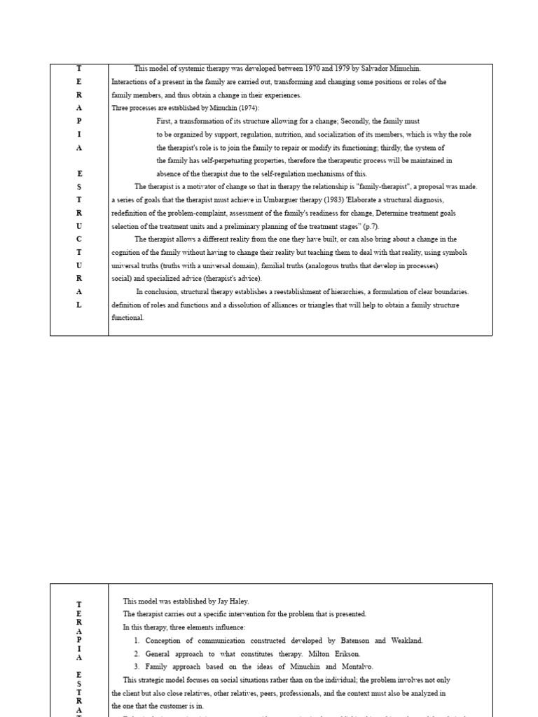 comparative chart systemic therapies | PDF | Psychotherapy | Family Therapy