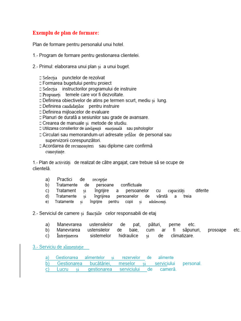 Exemplu de Plan de Formare | PDF
