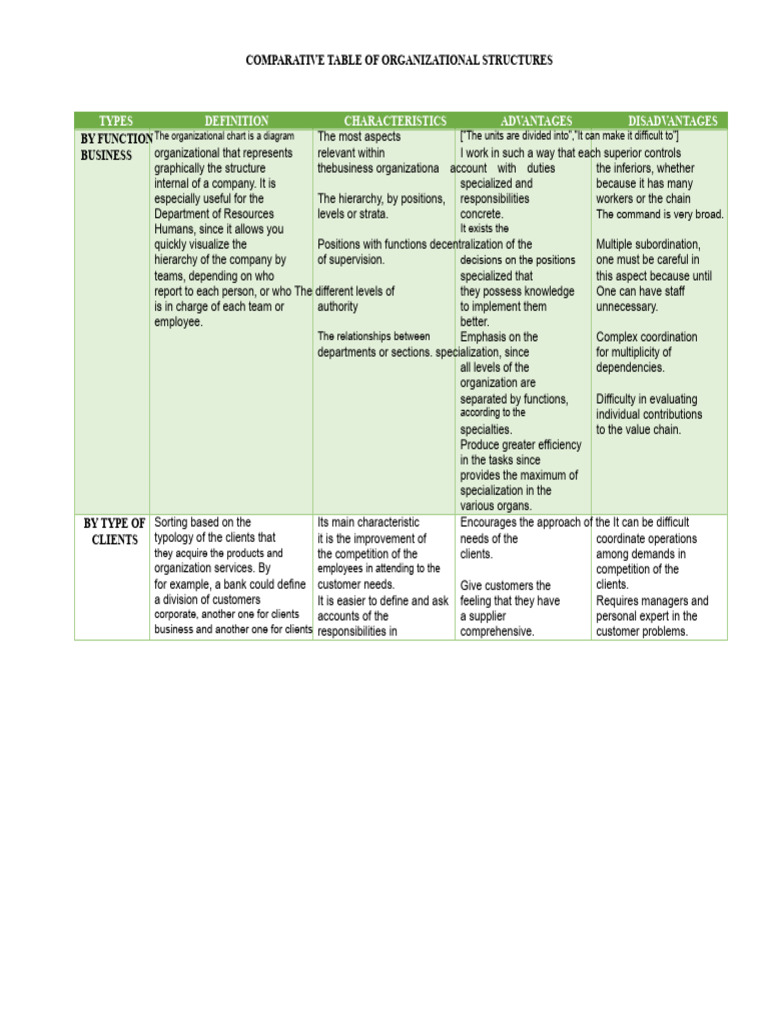 Comparative Analysis of Org Structures | PDF | Organizational Structure ...