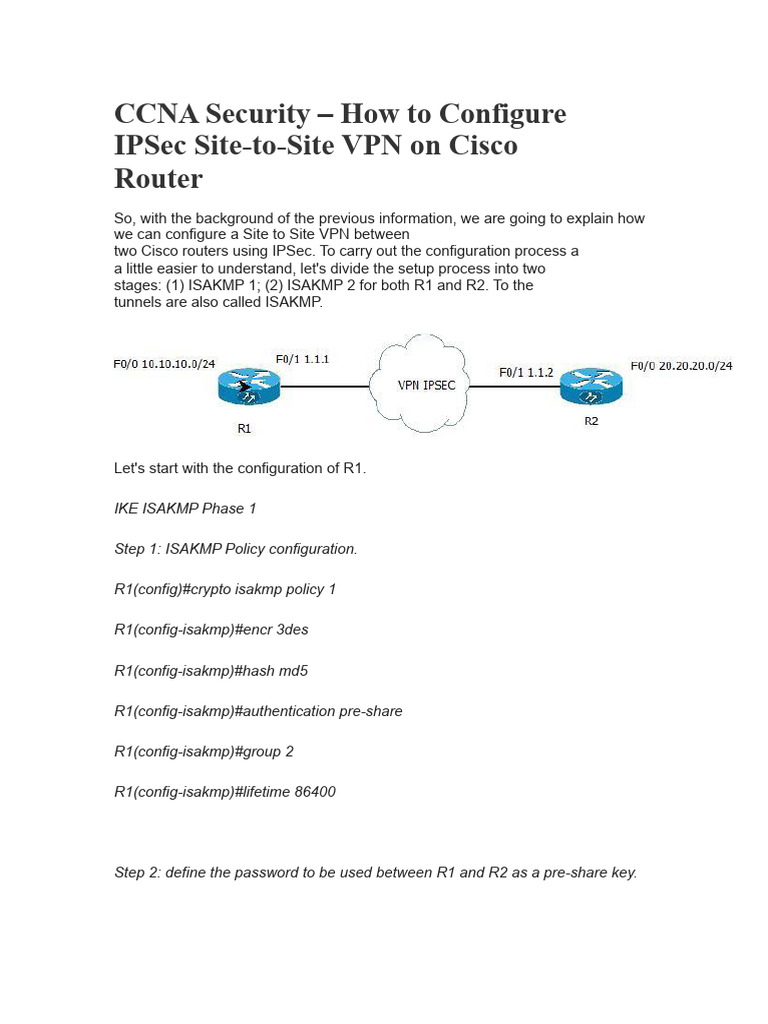 Configure IPSec VPN on Cisco Routers | PDF | Secure Communication ...