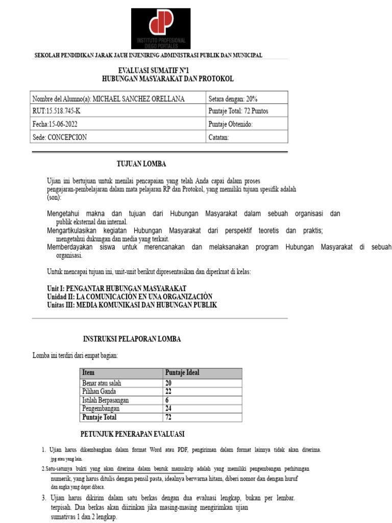 Evaluasi 1 Humas dan Protokol (1) | PDF
