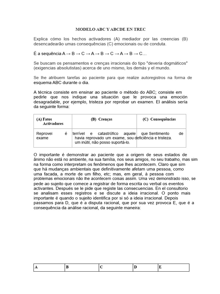 Modelo ABC na Terapia Emotiva | PDF | Racionalidade | Pensamento