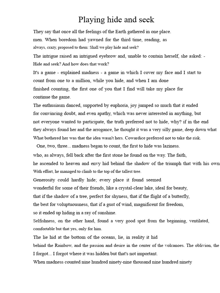 The Game of Hide and Seek Explained | PDF