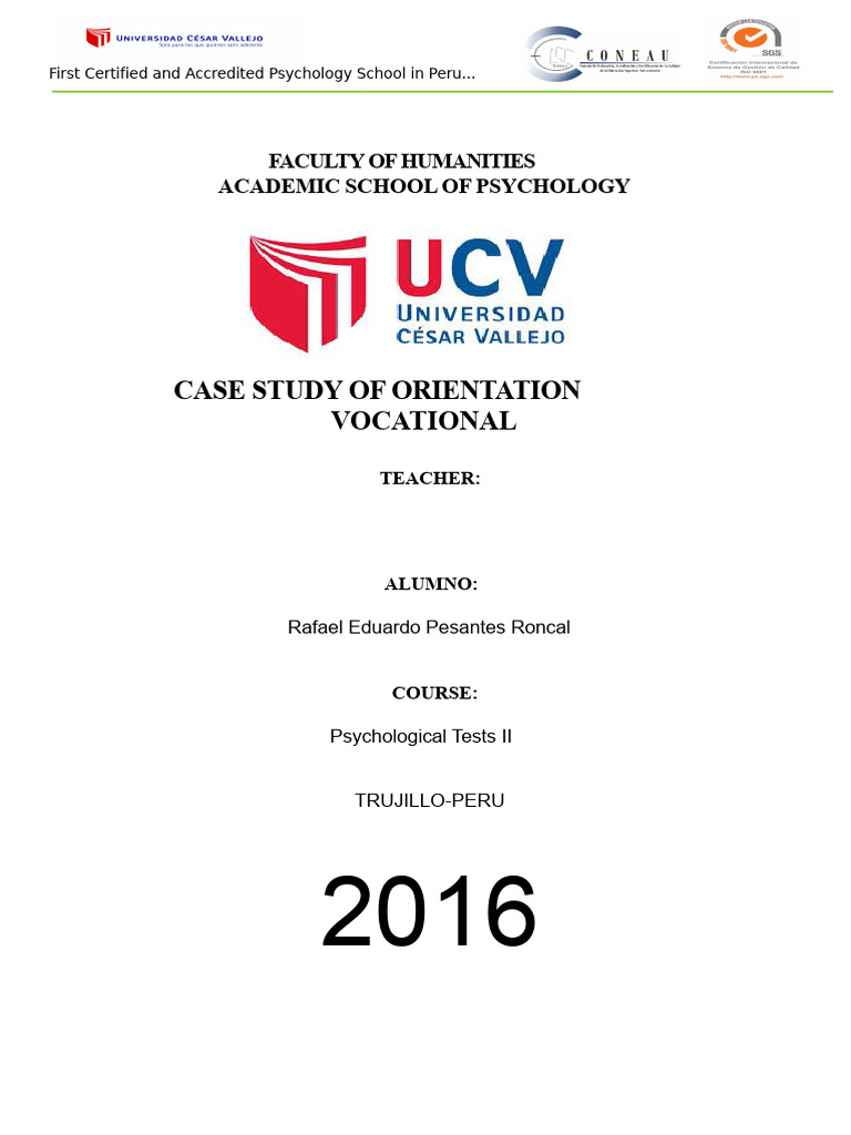 Vocational Guidance Case Study in Psychology | PDF | Engineering | Science