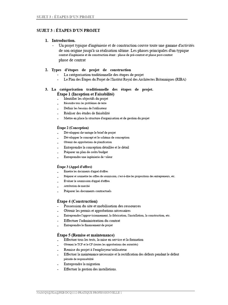 Étapes clés d'un projet de construction | PDF | Planification | Gestion ...