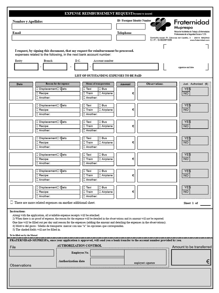 Expense Reimbursement Request Form | PDF | Expense | Reimbursement