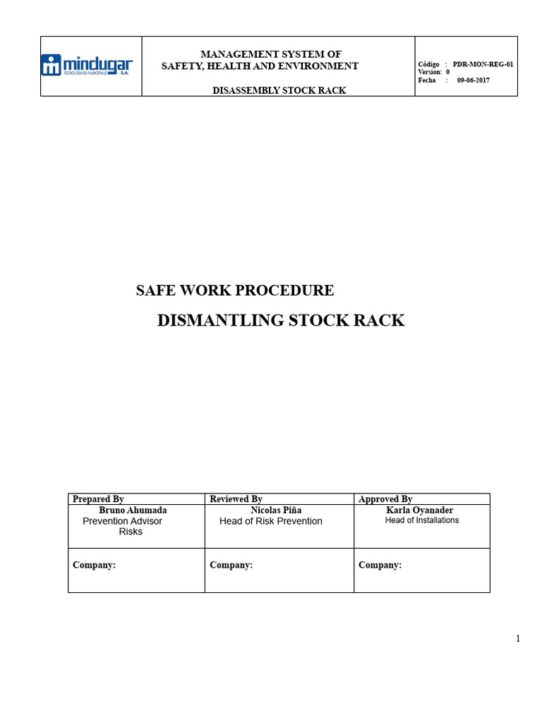 Safe Dismantling of Stock Racks | PDF | Personal Protective Equipment ...