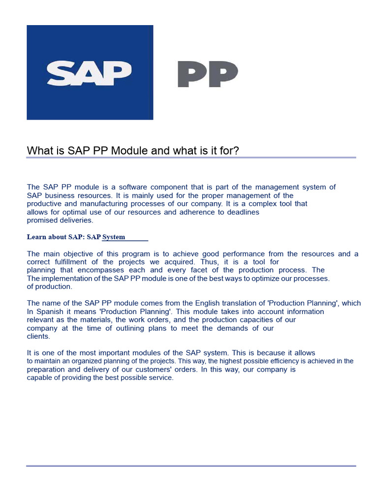 Understanding SAP PP Module Functions | PDF | Computing