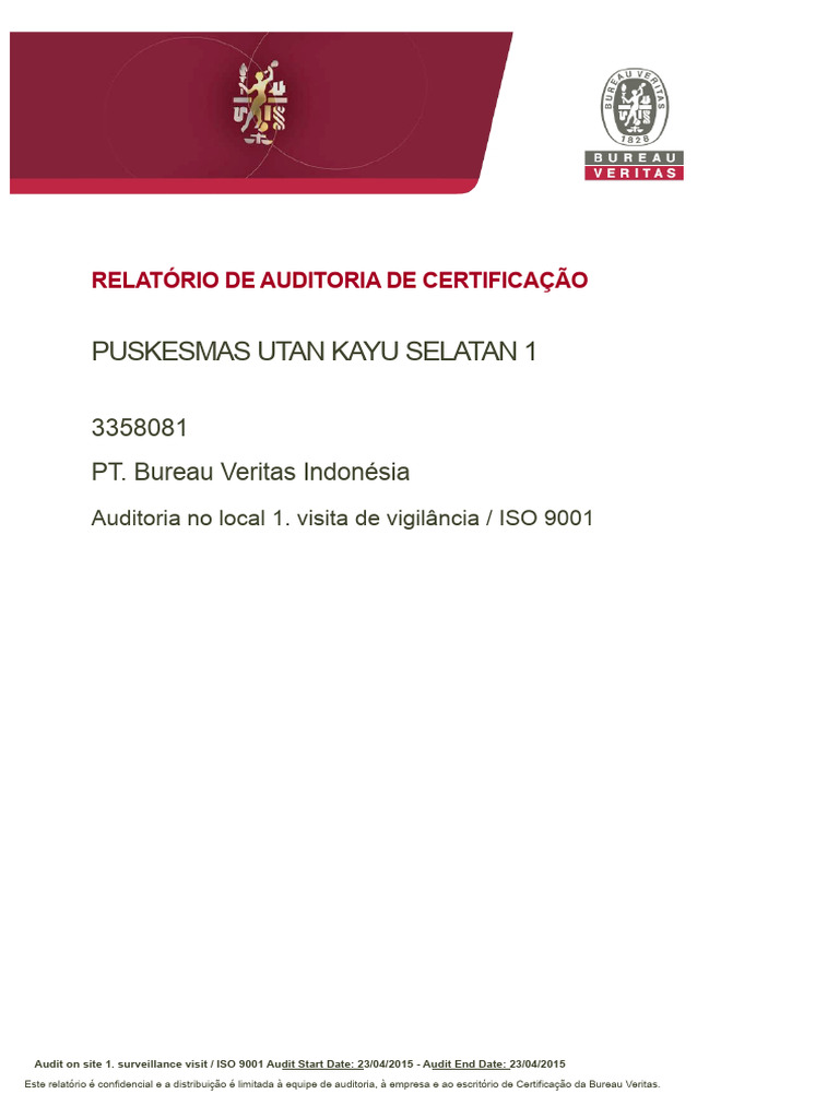 Relatório de Auditoria ISO 9001 - Puskesmas | PDF | Qualidade (negócios ...