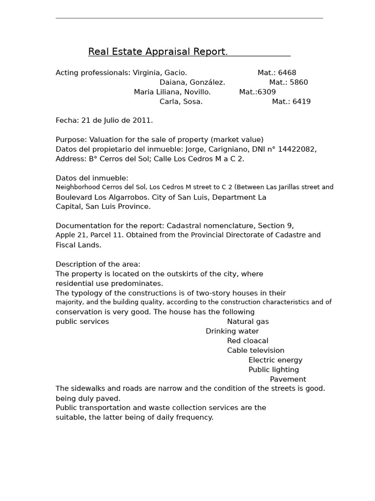 Real Estate Appraisal Report - San Luis | PDF | Countertop | Real ...