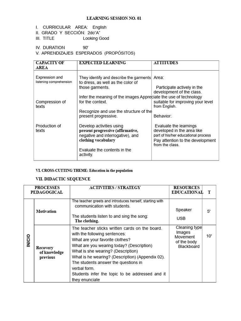 English Learning Session: Clothing Vocabulary | PDF | Reading ...