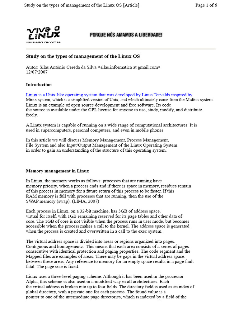 Linux OS Management Types Explained | PDF | Process (Computing) | File ...