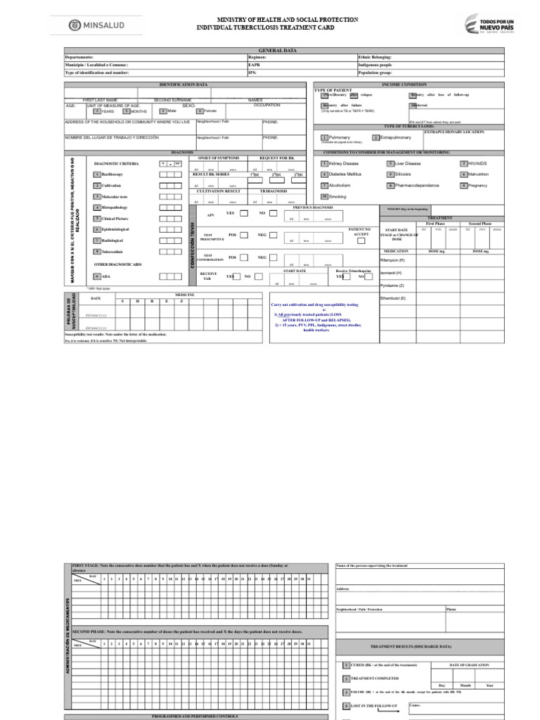 Tuberculosis Treatment Card Template | PDF | Tuberculosis | Medical ...