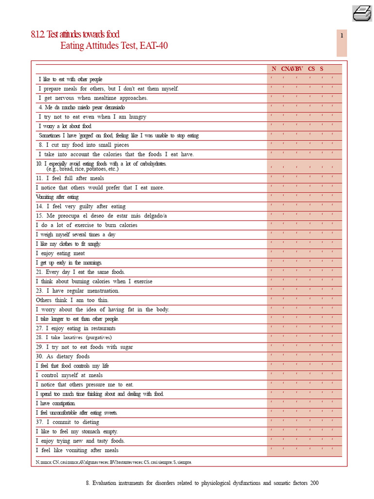 Eating Attitudes and Behavior Test | PDF | Foods | Nutrition