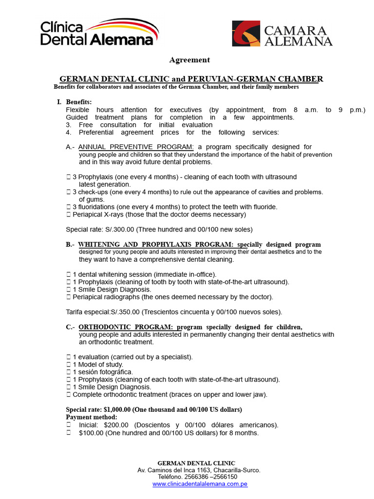 German Dental Clinic Agreement | PDF | Dentistry | Orthodontics