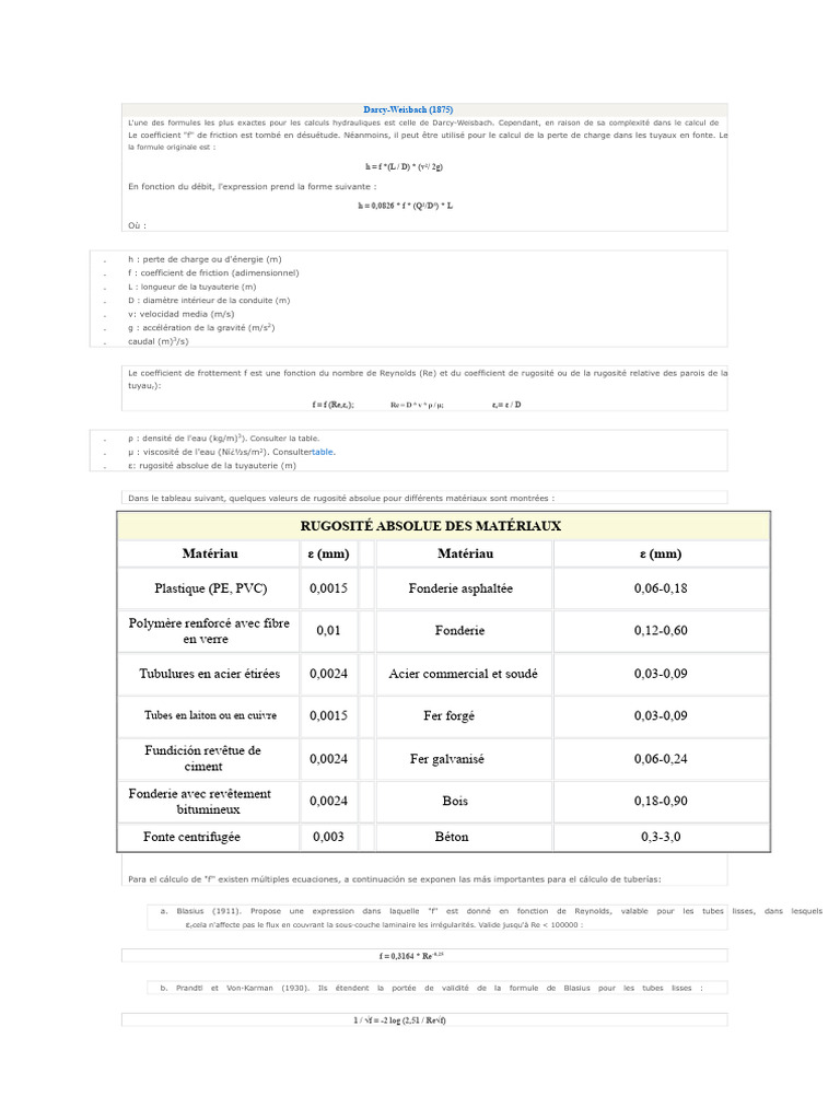 Calcul des pertes de charge en tuyauterie PDF Mécanique des milieux — free download
