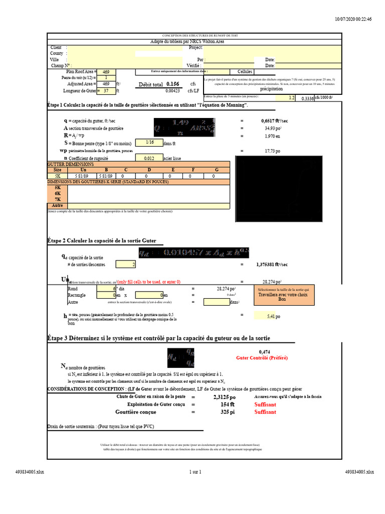 Toit Gouttière Calcule Blank | PDF | Toit