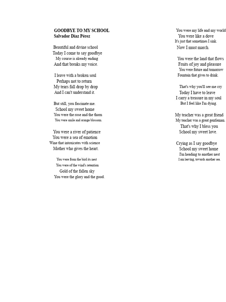 Farewell Poem to My School | PDF