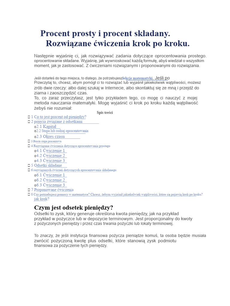 Procent Prosty I Procent Składany | PDF