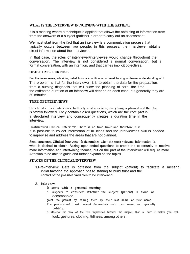 Nursing Patient Interview Techniques | PDF | Interview | Information